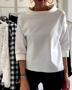 Orinda - Elegantes Damen-Top mit halbem Rollkragen in Weiß