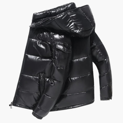 Daunenjacke für Herren mit Kapuze und gestepptem Obermaterial
