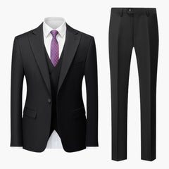 Eleganter Slim Fit Anzug - Herren 3-teilig für Business in Schwarz