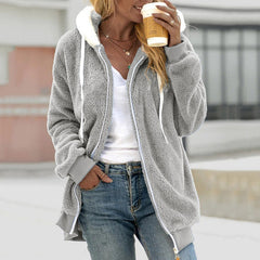 WarmUp Kuschelige Kapuzenjacke mit weitem Schnitt in Grau