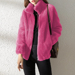 Damen Winterjacke mit Reißverschluss in Rosa