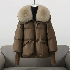 HANNAH | Luxuriöse Winterjacke mit Pelzkragen in Braun