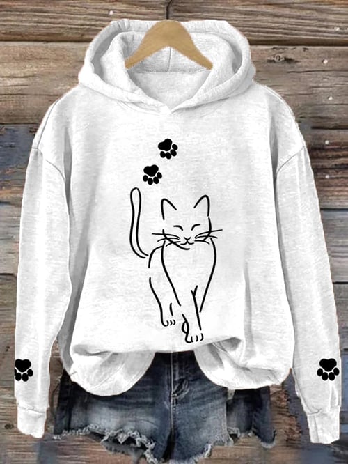 Kapuzenpulli mit Katzenmotiv für Frauen