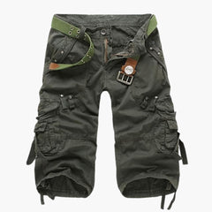 Herren Cargoshorts mit Taschen und verstellbarem Bund für Sommer in Armee grün