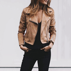 Bikerjacke Damen Kurz | für Frühling und Herbst in Khaki