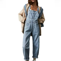 Shaira – Lockerer Jeans-Overall in Hellblau