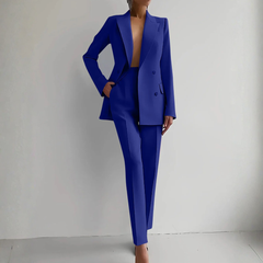 Elke | Damen Zweiteiler Blazer Hosen Set in Blau
