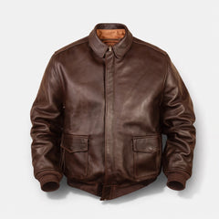 Elias | Herren Vintage Oversized Glänzender Lederjacke in Braun