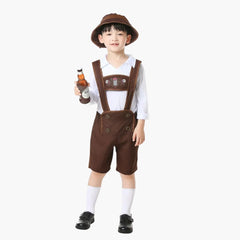 Besticktes Lederhosen Set für Herren - Oktoberfest 2025 in Dunkelbraun-Kind