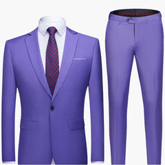 Herren Zweiteiler Anzug mit Blazer und flacher Front Hose in Lila