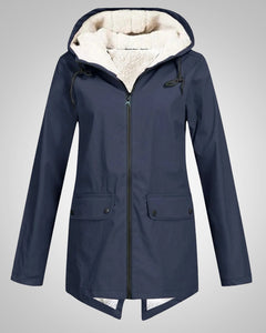 Melanie | Damen Gefütterte Reißverschluss Regenjacke in Marineblau