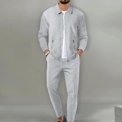 Luca | Herren Trainingsanzug Set Jacke und Hose Waffelstruktur in Grau