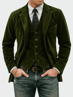 Steffen | 2-teiliges Set: Blazer und Weste in Grün