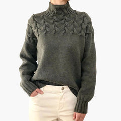 Rollkragen Strickpullover für Damen in Grau