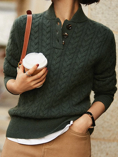 Gestrickter Rollkragenpullover für Frauen in Grün