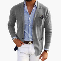 Herren Cardigan Blazer – Elegante Strickjacke für Männer in Hellgrau