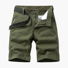 Herren-Cargo-Shorts aus Mischgewebe mit verstellbarem Gürtel und Taschen in Armygrün