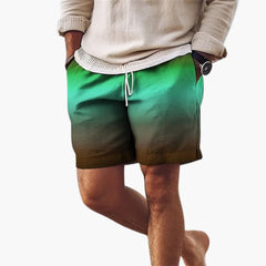 Herren Sommer Shorts mit Kordelzug und Farbverlauf in Grün