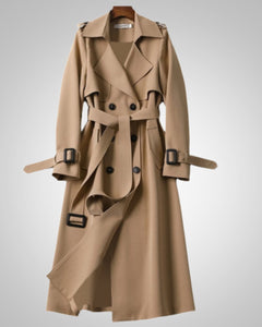 Sandra | Damen Klassischer Bindegürtel Trenchcoat in Khaki