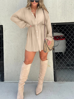 Amelie | Chic Satin Jumpsuit Dress in Aprikose