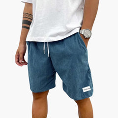Herren Sommer Shorts mit Kordelzug und Cordstruktur in Blau
