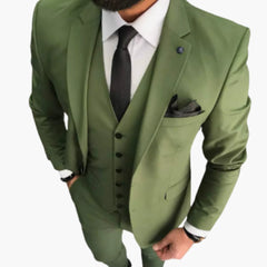 Slim Fit Anzug Set - Herrenanzug 3-teilig für Hochzeit Event in Olivgrün