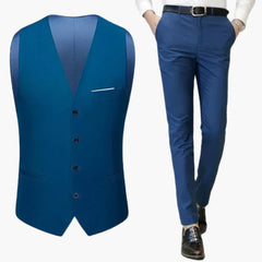 Moderner Hochzeitsgast-Anzug - für Herren mit Weste und Hose in Marineblau