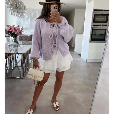 Bernice - Oversized Strickjacke - Schleifenverschluss