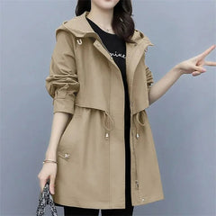 Trenchcoat Damen | Übergangszeit Mit Mittlerem Schnitt Und Kapuze in Beige