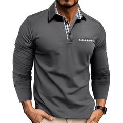 Rupert - Bequemes Herren-Langarm-Poloshirt in Grau
