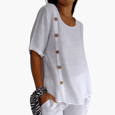 Bluse für Damen mit seitlichen Knöpfen – Elegant & Leicht