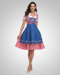 Greta | Damen Zeitloses Trachten Dirndl Midikleid in Blau