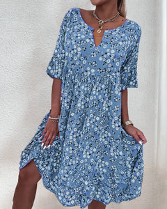 Annalena - Kleid - Blumenmuster in Blau