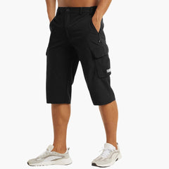Herren Bermuda Cargo Shorts mit Taschen für Sommer Outdoor in Schwarz