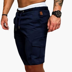 Herren Cargo Shorts mit Taschen und elastischem Bund für Sommer in Marineblau