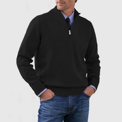 Pullover Herren Half Zip Modern | Warm Komfort Freizeit in Schwarz