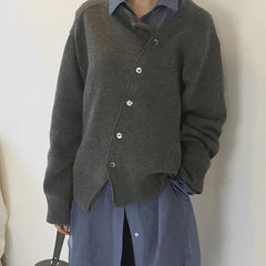 Martha - Kuschelige Kaschmir-Strickjacke in Grau