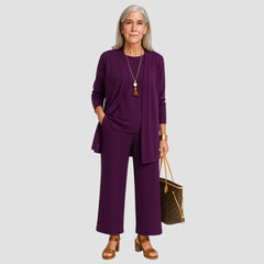 Kirsten | Damen Minimalistisches Dreiteiliges Lounge Set in Lila