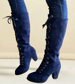 Asmita – Schnürstiefel Aus Wildleder Mit Hohem Absatz in Blau