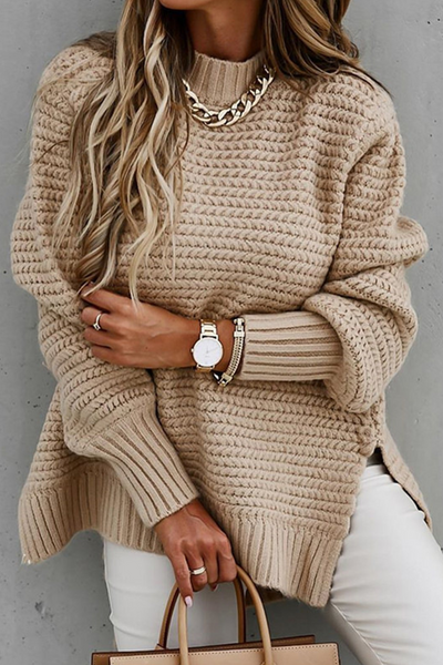 Lässiger Rundhals-Pullover für Frauen