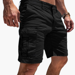Herren Cargo-Shorts in Kniehöhe mit mehreren Taschen für den Sommer in Schwarz