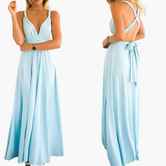 Abendkleid mit V-Ausschnitt - Damen Stil für Gala-Nächte in Hellblau