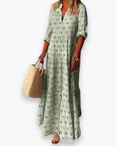 Damen Elegantes Maxi Kleid | Boho Abendkleid in Grün