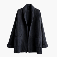 Damen Strickjacke mit V-Ausschnitt und Fronttaschen in Schwarz