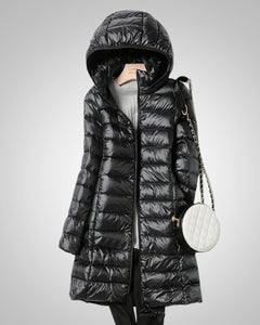 Paula | Damen Leichte Gesteppte Lange Daunenjacke in Schwarz