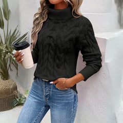 Valerie | Warmer Damen-Rollkragenpullover aus Strick in Schwarz