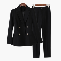 Eleganter Blazer Zweiteiler für Damen - Blazer und Hose in Schwarz
