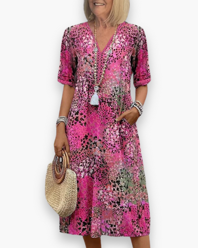 Damen Lebhaftes Midi Kleid | Stilvoll