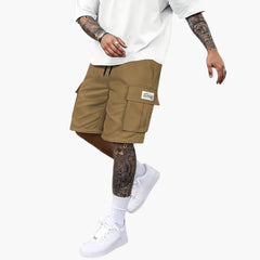 Herren Sommer Cargo Shorts mit Taschen und Kordelzugbund in Kaffee