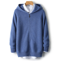 Kenton - Zip-Hoodie - Minimalistischer Rippstil in Blau